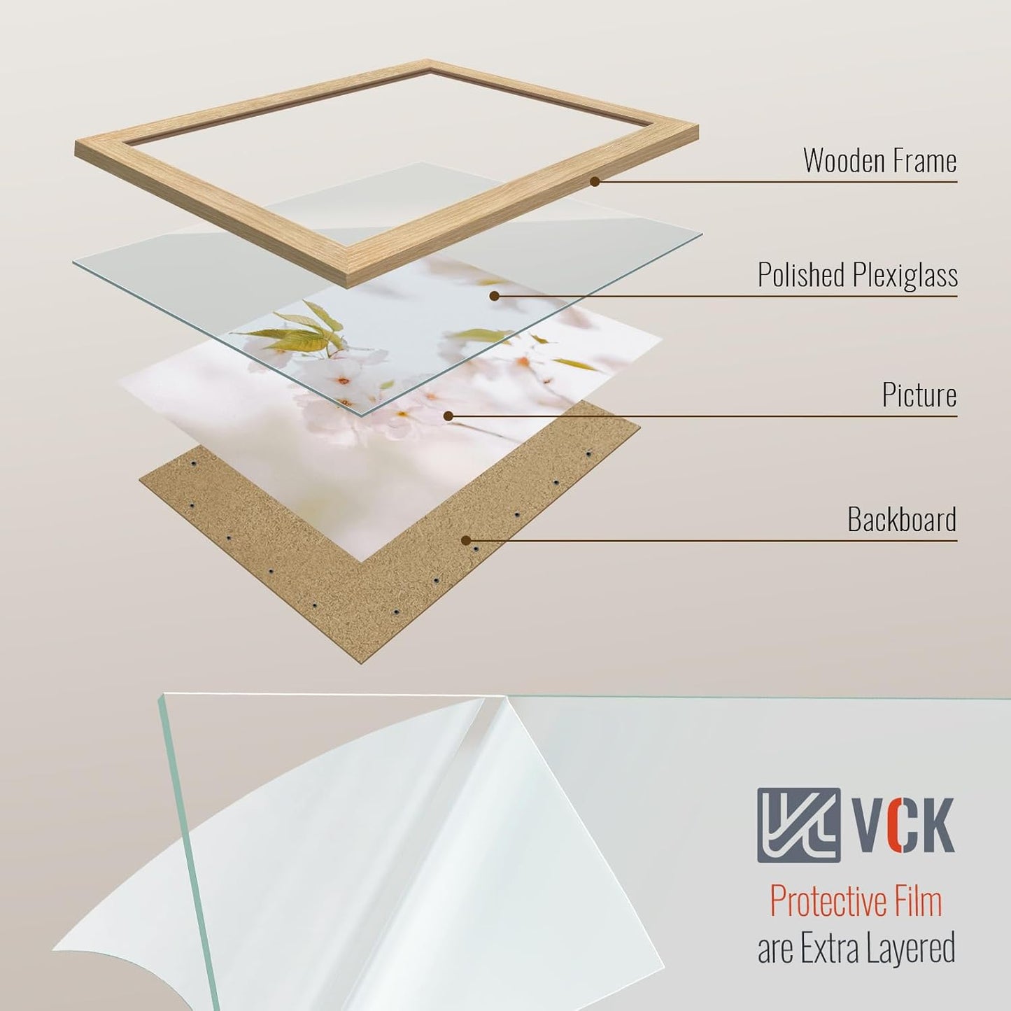 VCK 8x10 Oak Wood Frame for Picture, Natural Solid Wood Photo Frames 5 Pack, Wall Gallery Frame