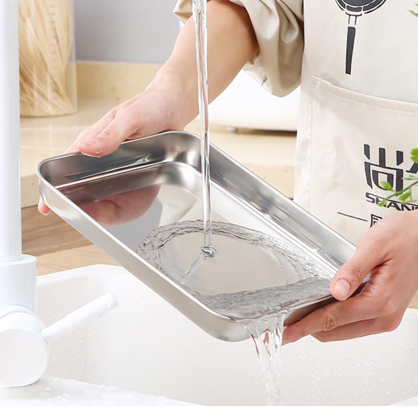 Extra Small Baking Sheet Pans Stainless Steel 304 Tiny Little Serving Tray 9.3 x 6.9 x1.1Inch (Diagonal 10.63) Dishwasher Safe No Rust Reheat Food for 1~2 Person 6 Pack