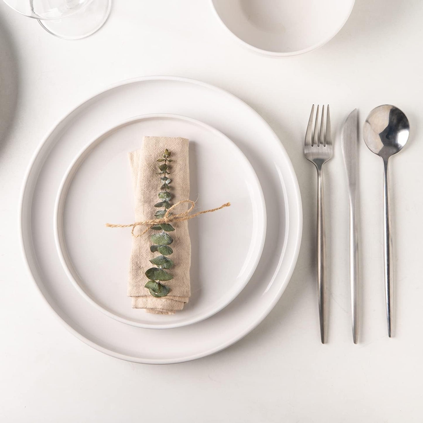 AmorArc Ceramic Dinner Plates Set of 6,10.5 inch Large Stoneware plates for Kitchen,Dinnerware Dishes set- Microwave,Dishwasher Safe,Scratch Resistant-White