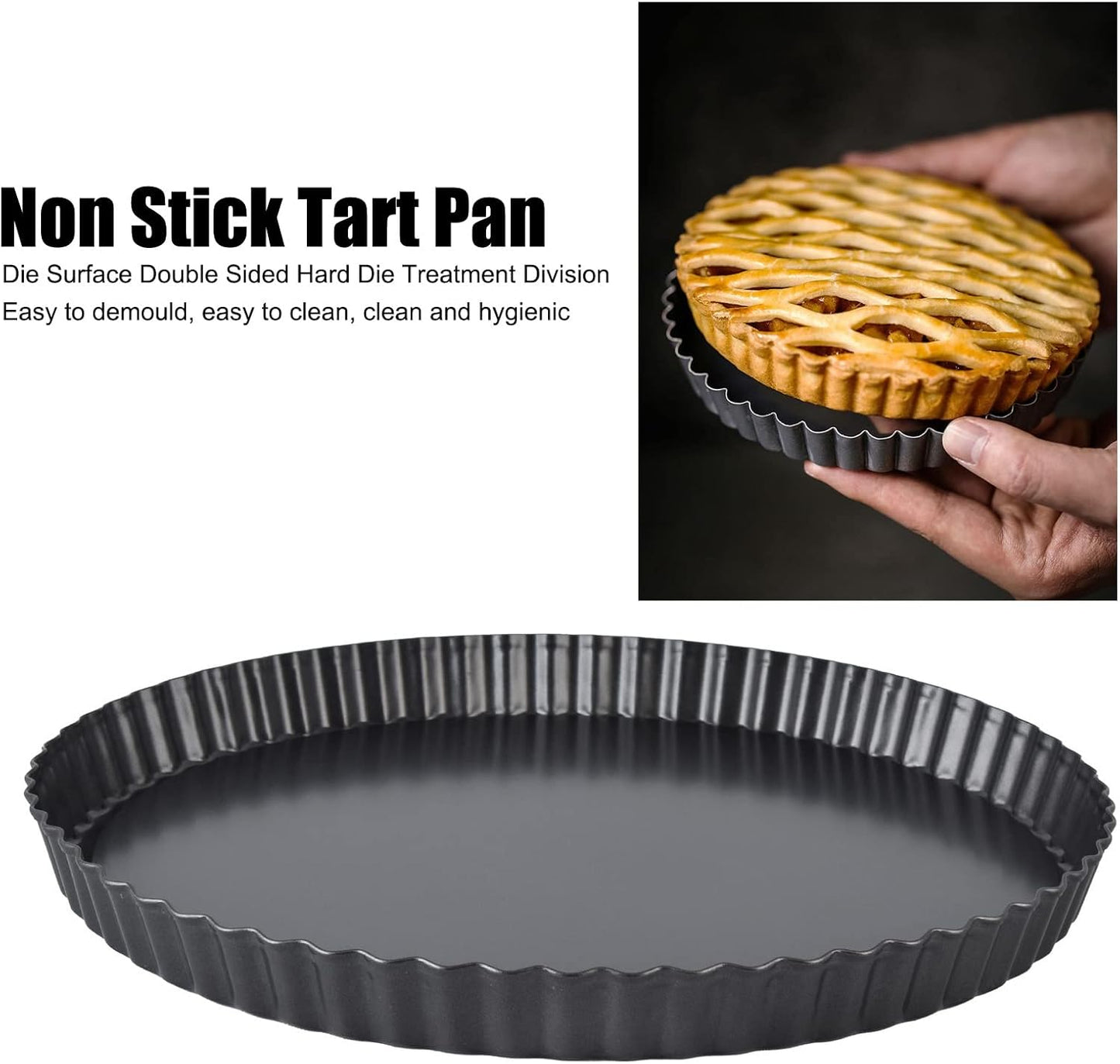 Tart Pan with Removable Bottom, Non Stick Quiche Baking Dish, Large Fluted Quiche Pan for Baking, 13 Inch