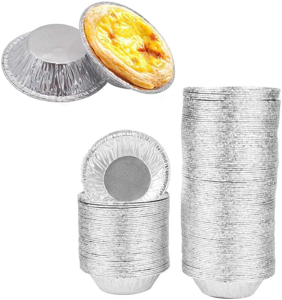 50Pcs Silver Mini Pie Tins, Small Pie Pans, Round Tart Pie Foil Pans Disposable Pans Aluminum Foil Tart Pans, Aluminum Pie Pans for Baking Pot Pies, Tarts