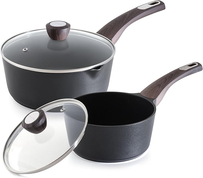 SENSARTE 2.0 & 3.0 Quart Sauce Pan Sets with Lid, Cooking Pots Set, Nonstick Saucepan Set with Pour Spout, Small Kitchen Pot, Non toxic Saucepot, Induction Comptable, Easy to Clean, PFOA Free