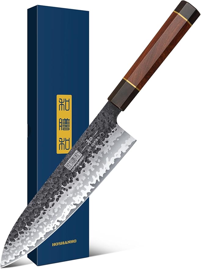 HOSHANHO 8 Inch Japanese Gyuto Chef Knife, 9 Layers 10Cr15CoMoV High Carbon Steel Kitchen Knife, Professional Hand Forged Cooking Knife with Ergonomic Rosewood Handle