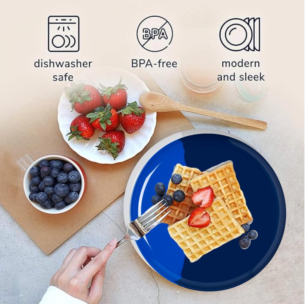 Melamine Dinner Plates | Durable Unbreakable Melamine Plate | Shatter-Proof and Chip-Resistant | Dishwasher Safe, BPA Free | Lightweight Dinnerware Set of 4 | Perfect for Parties, Picnics, BBQ | 11 In