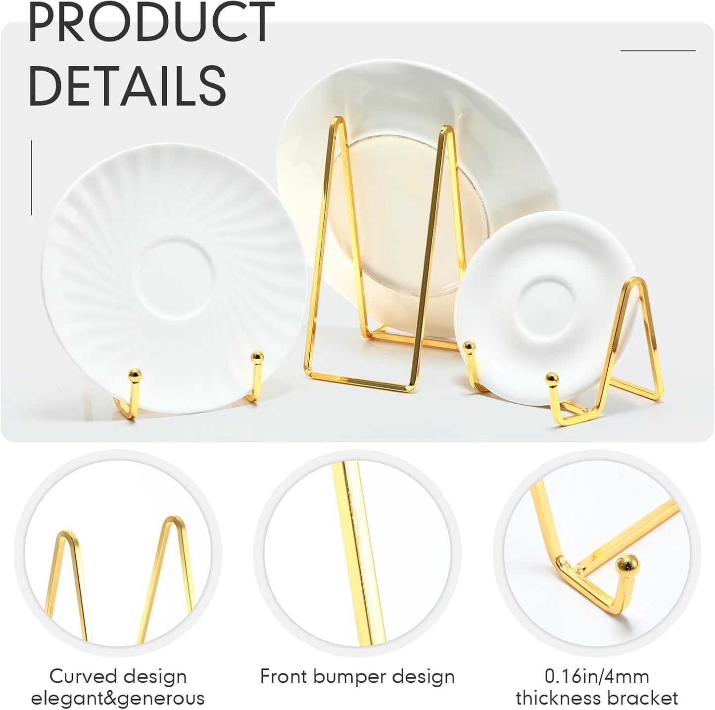 Kenning 12 Pieces Gold Plate Holder Easel Display Stand Metal Book Display Stand Tabletop Picture Frame Holder Photo Square Iron Easel Decorative for Kitchen Office Room Tabletop(3 Sizes)