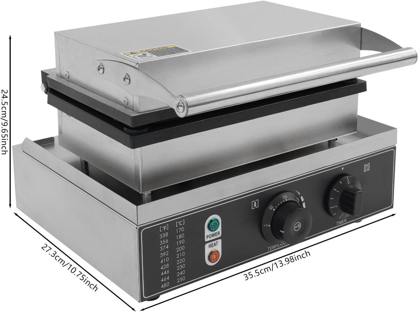 1550W Waffle Maker, Commercial Waffle Pancake Maker for, Industrial Belgian Waffle Maker Stainless Steel 110V Poffertjes Maker with Time Control Restaurant Bakeries Snack