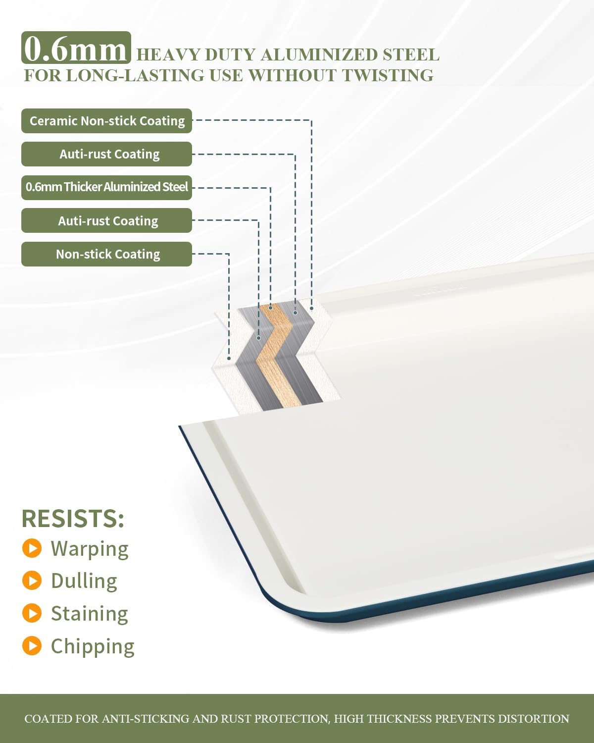 Ceramic Nonstick Baking Pans Set, Non Toxic 30 PCS Stackable Bakeware Sets, 550°F Oven Safe Baking Sheet & Pans, Warp-Free, Dishwasher Safe, PTFE/PFOA/PFOS-Free (Blue)