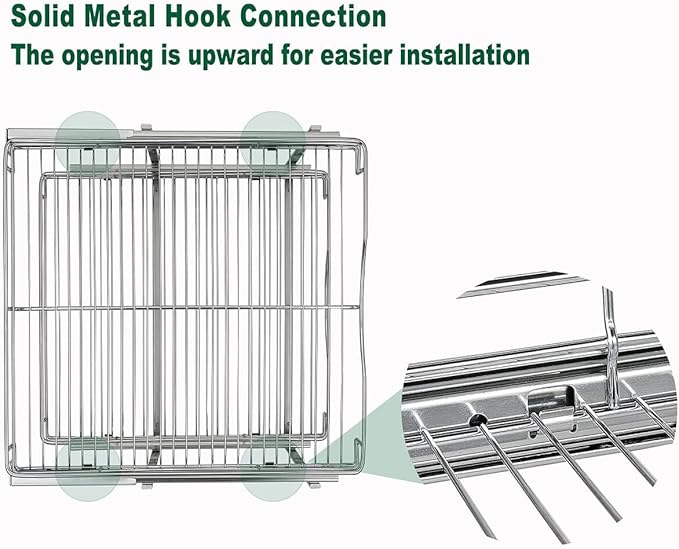 DINDON 2 Tier Pull Out Cabinet Organizer (17" W x 18" D) Heavy-Duty Metal Sliding Drawer Shelf, Two Tier Pull Out Shelves for Kitchen Cabinets, Pantry, Bathroom, Chrome Finish
