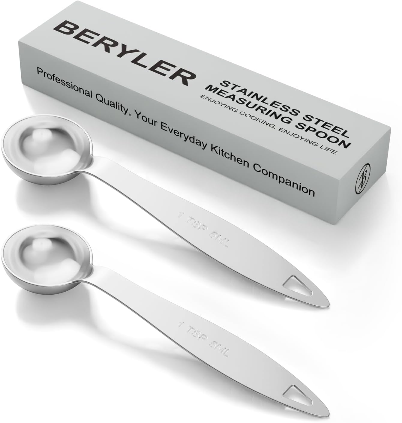 2PCS 1TSP Single Measuring Spoon, 5ML Stainless Steel Individual Measure Scoop Only