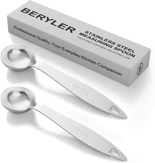 2PCS 1TSP Single Measuring Spoon, 5ML Stainless Steel Individual Measure Scoop Only