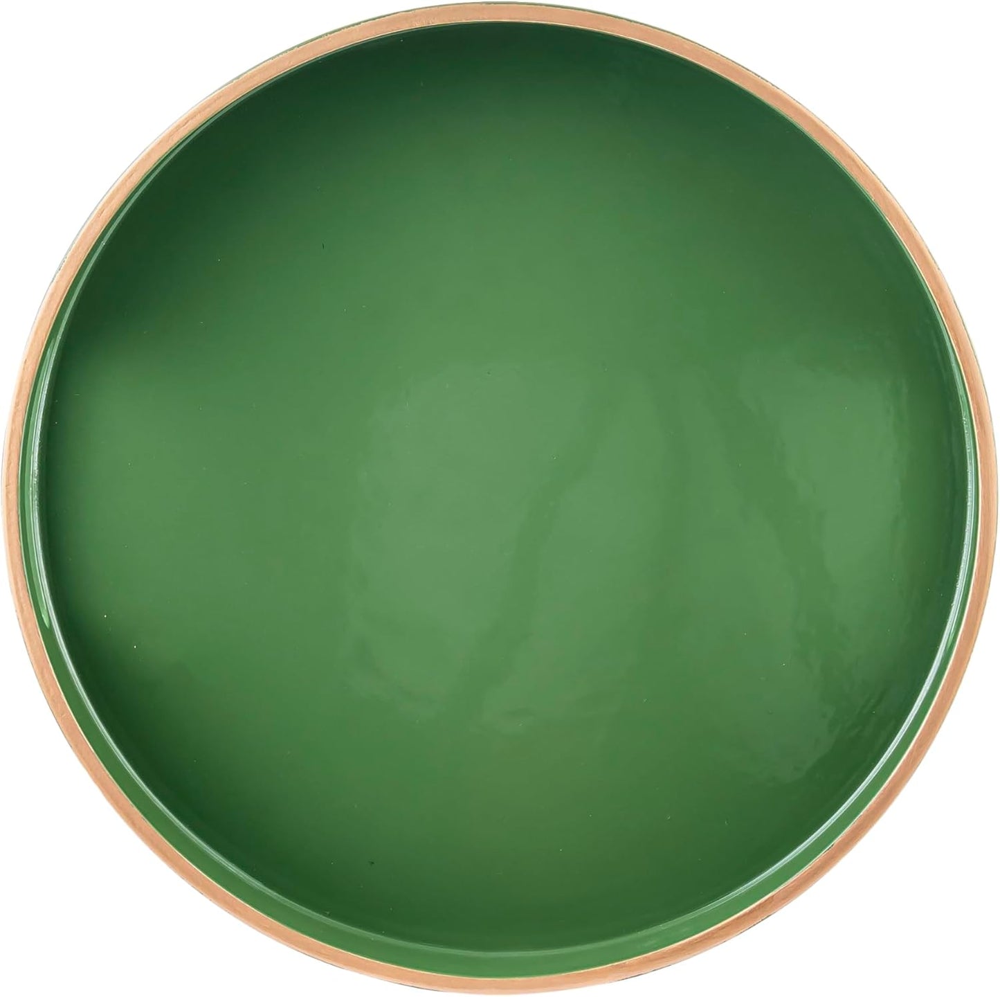 PEMAR 12.6" Round Lacquer Serving Tray with Insert Handle Decorative Basket Tray for Breakfast, Dinner, Coffee Table Decor (Green)