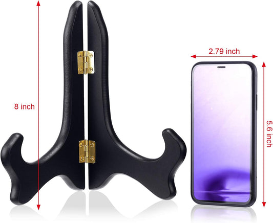 Tatuo 2 Packs Wooden Plate Stands for Display, Plate Holder Display Stand, Picture Frame Stand Easels, Tabletop Art Holder, Book Dish Decorative