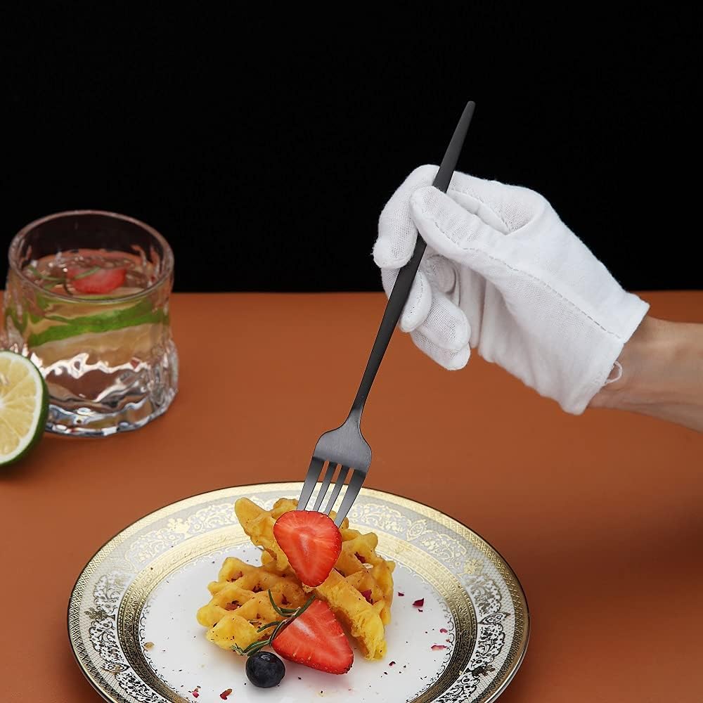 Matt Black 6 Piece Dinner Forks, 8.4'' Stainless Steel Silverware Set, Dessert, Salad, Table Forks for Home, Kitchen or Restaurant, Dishwasher Safe