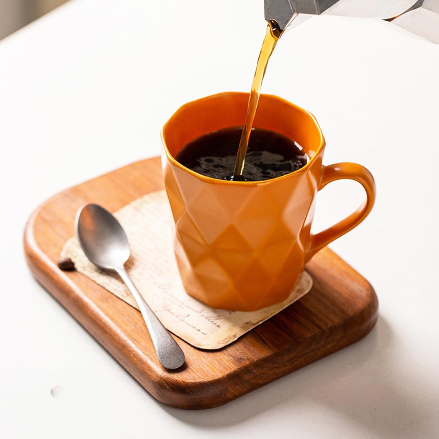 11 Ounce Porcelain Mugs, Set of 6, Tea and Cocoa Mug Set, Orange, Matte