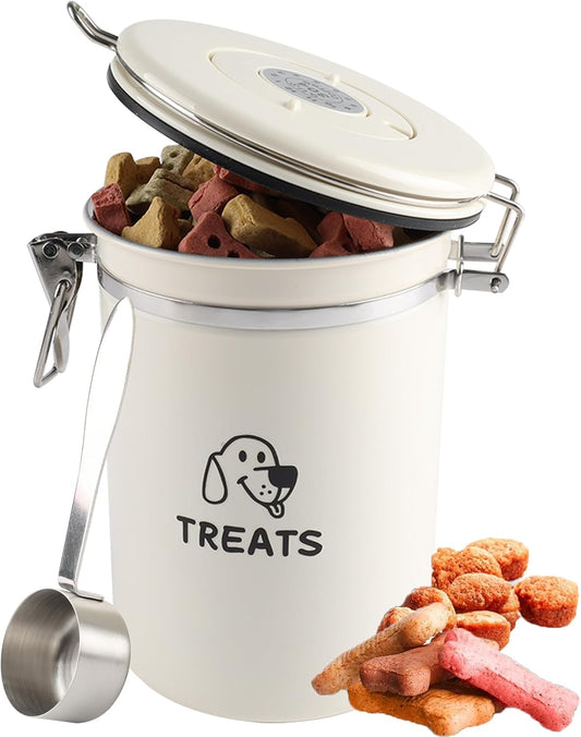 Large 1.8L Metal Dog Treat Container, Airtight Pet Treat Container, Durable Dog Treats Jar with Lid, Dog Treat Organizer for Kitchen Counter, Perfect Dog Cookie Jar for Freshness