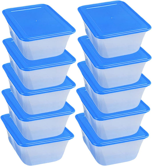 VeleGO Food Storage Containers with Lids(45.6 Ounce,10 Pack) - Plastic Containers with Lids Storage, Rectangular Meal Prep Plastic Containers Freezer Containers,Kitchen Food Deli Containers