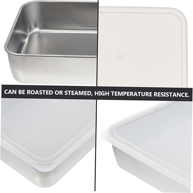 Stainless Steel Baking Pan with Fresh-keeping Lid Deep Bbq and Food Storage Container High-temperature Resistant for Outdoor Picnics and Family Gatherings