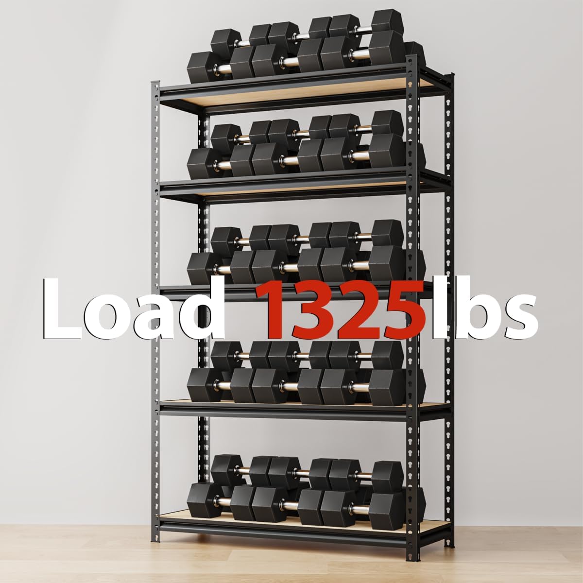 28" W Father&I Industrial Heavy-Dudy Garage Shelving Units/Systems: Metal 5-Tier Storage Shelves Adjustable for Basement/Closet/Tote/Kitchen/Pantry Organization, 60" H*28W *12" D, Black