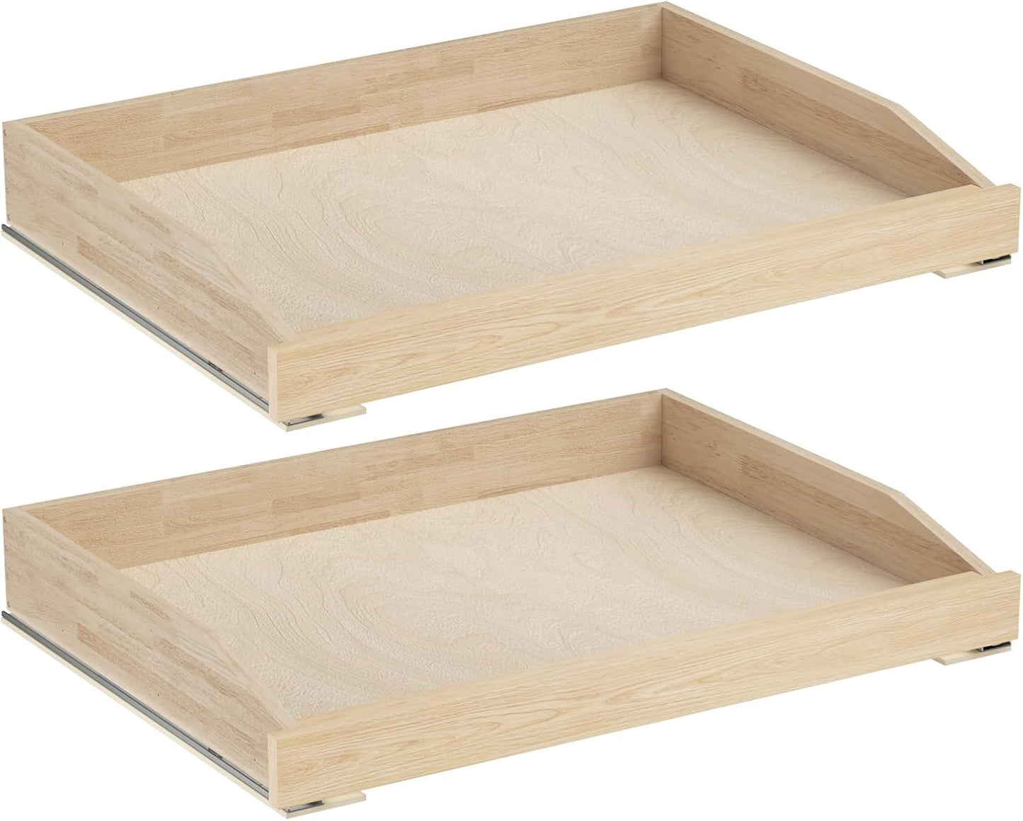 ROOMTEC Pull Out Cabinet Organizer 28-1/2" W x 21" D, Pull Out Cabinet Drawer for Kitchen cabinets with Soft Close, Pull Out Cabinet Shelf, Finished, Bottom Assembly, 2PCS