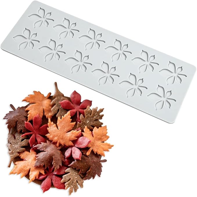 mostsom Silicone Mold 3D Hollow Leaf Lace for Baking, Chestnut Leaves Fondant Molds, Resin, Polymer Clay - Cake Cupcake Decor, Sugar Craft, Wedding Dessert (G_ Chestnut Leaves)