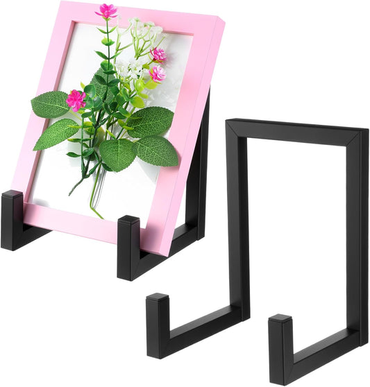2 Pcs Large Metal Plate Stands for Display, 8 Inch Black Iron Frame Pictures Holder Decorative Plates Easel for Books Tabletop Art