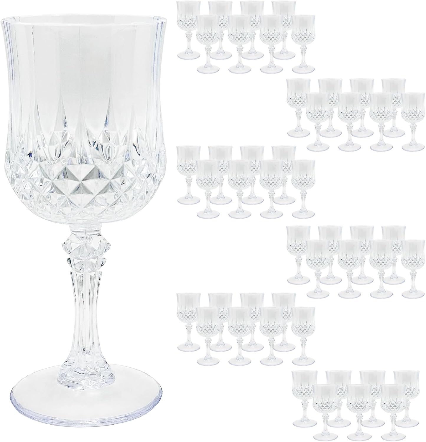 48 PCS Plastic Wine Glasses Clear,Reusable Plastic Wine Glasses,White Goblet Glass,Durable and Sturdy Cups Can Be Used for Various Parties Such as Weddings!