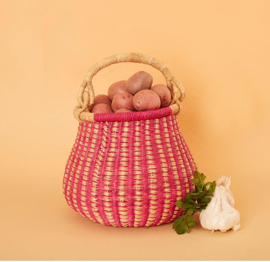 Small Pink Pot Decorative Basket for Living Room, Shelf Basket, Fruit Bowl, Kitchen Countertop Storage, Harvestng, Flower Girl Basket, Entryway Keys Wallet Bowl, Wicker, Woven