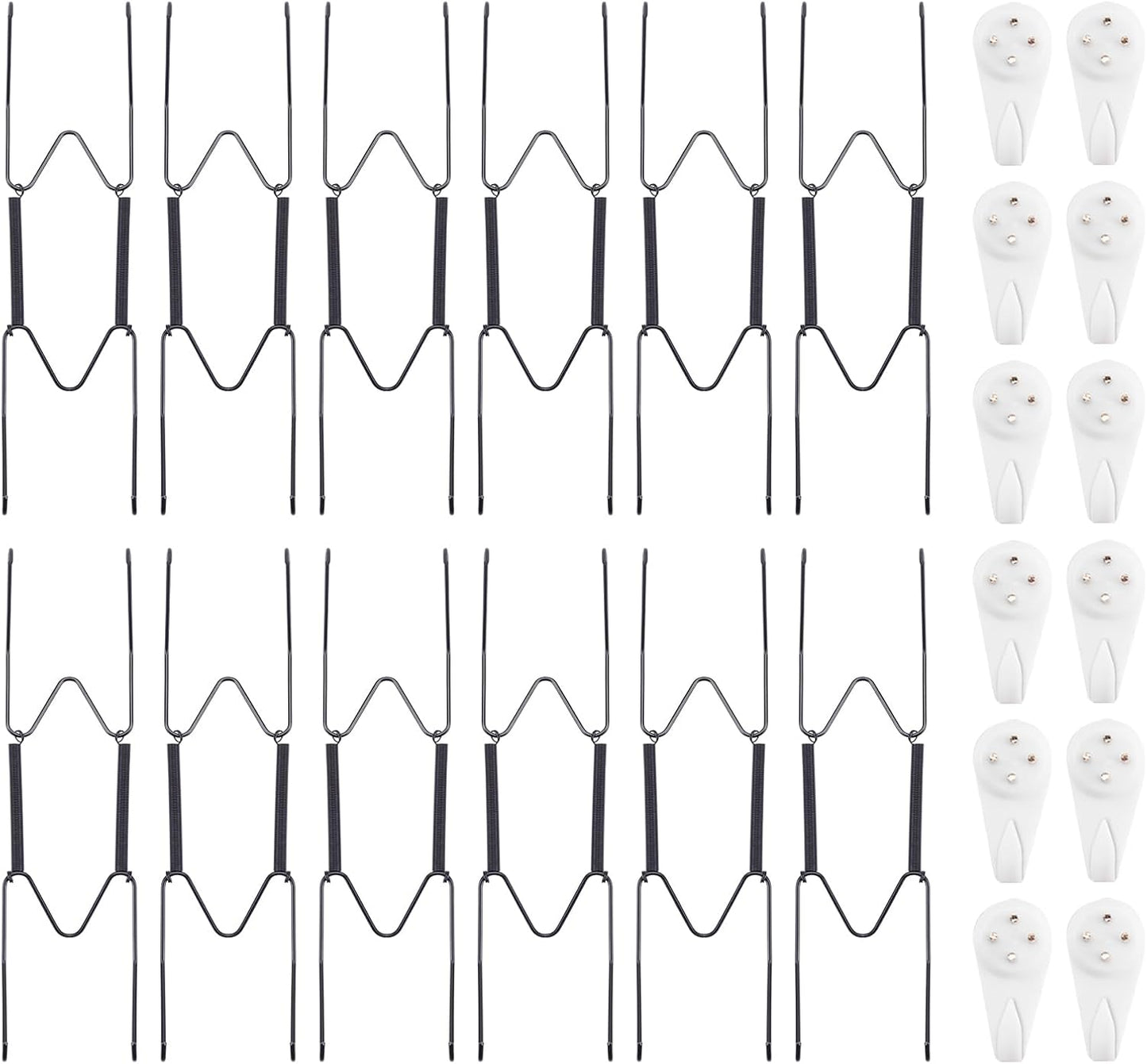 Bilillo 12 Pack Plate Hangers for The Wall, Suitable for 8''-10'' Decorative Plate,Invisible Heavy Duty Wire Plate Holder with Wall Hooks, Plate Hangers for Displaying Plates, Platter, Dish (Black)
