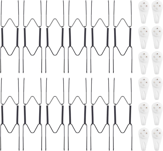 Bilillo 12 Pack Plate Hangers for The Wall, Suitable for 8''-10'' Decorative Plate,Invisible Heavy Duty Wire Plate Holder with Wall Hooks, Plate Hangers for Displaying Plates, Platter, Dish (Black)