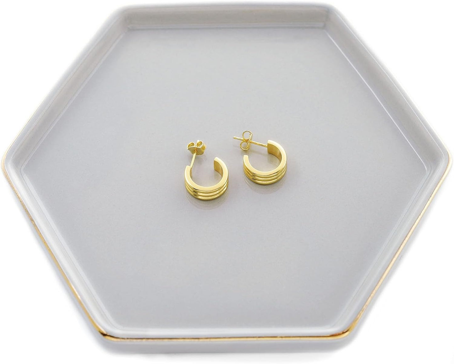 4.7 inch Ceramic Jewelry Dish Tray, Small Ring Holder Dish, Gray Catch All Trinket Tray for Keys Rings Earrings