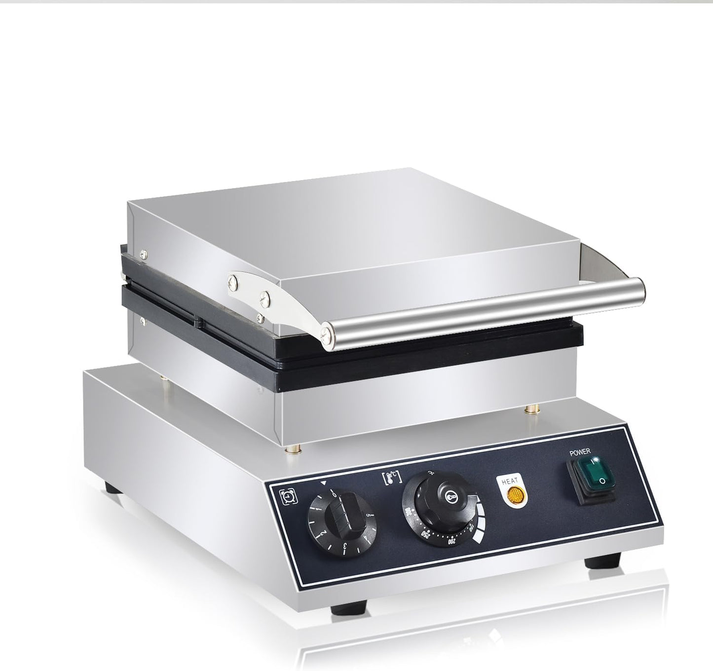 110V Commercial Square Waffle Maker ，4pcs Nonstick Electric Waffle Maker 1800W Electric Stainless Steel Belgian Waffle Machine with Temperature&Time Control for Snack Bar Home Bakeries