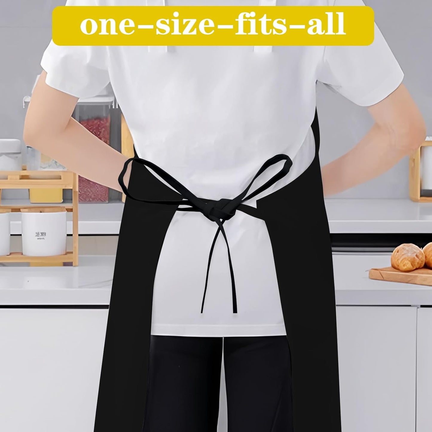 12 Pack Black Bib Apron,Unisex Bib Aprons Bulk,Chef Apron without Pockets,Washable Kitchen Aprons for Women Men Kitchen Cooking, Crafting Painting, BBQ(Black)