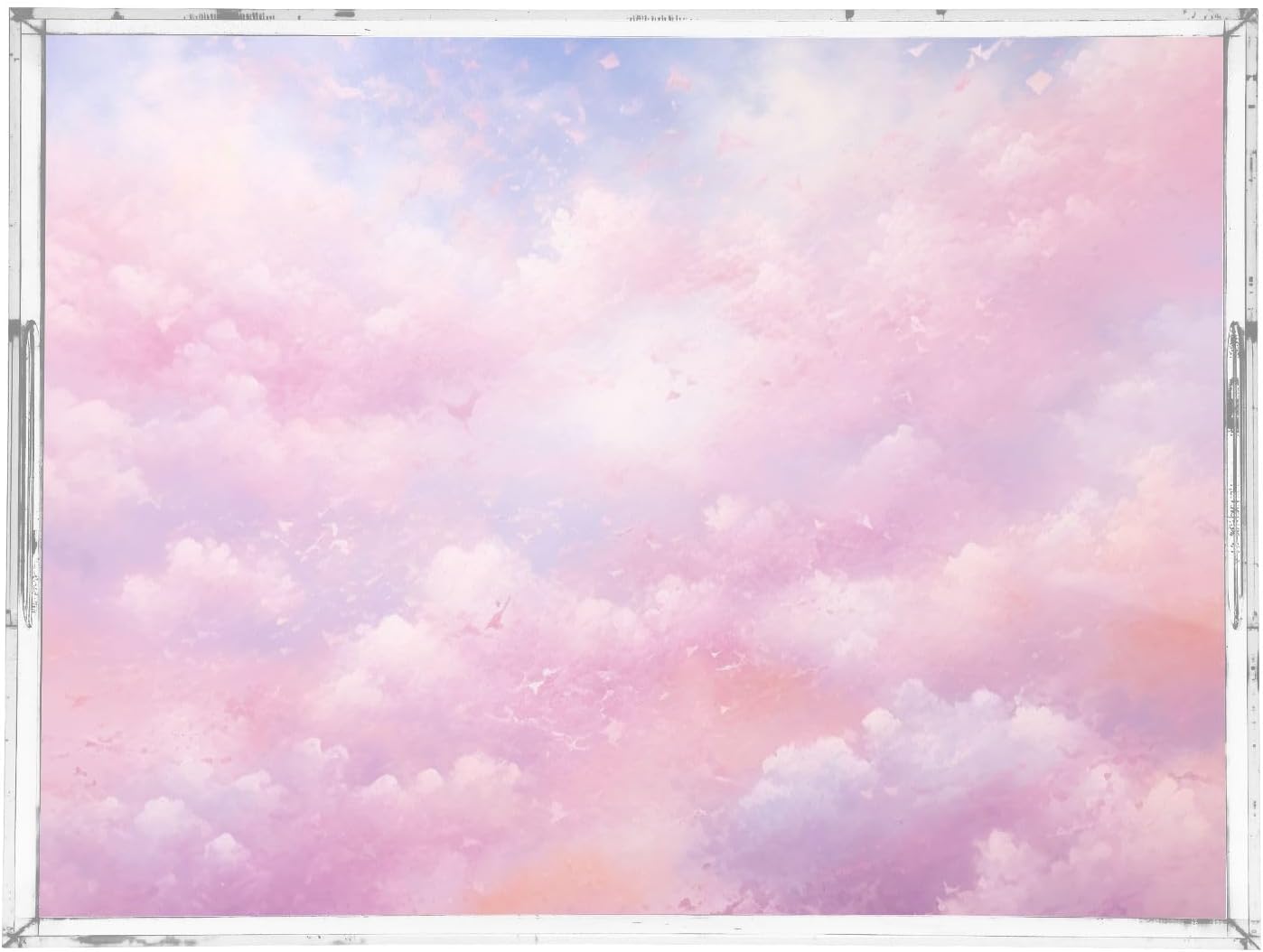 Plastic Food Serving Tray Decorative Vanity Trays for Bathroom Pink Sky Coffee Table Kitchen Counter 11.8 * 15.7in