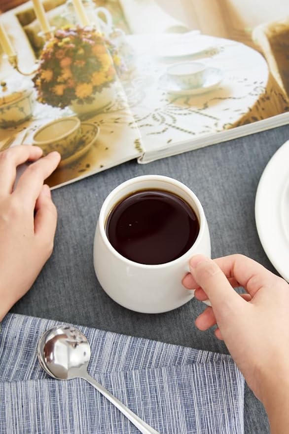 11 Ounce Porcelain Coffee Mugs Set of 6 with Handle Perfect for Coffee, Tea, Milk, Chocolate and Latte, Ceramic Coffee Cups Set for Man and Woman (Cozy Gray)