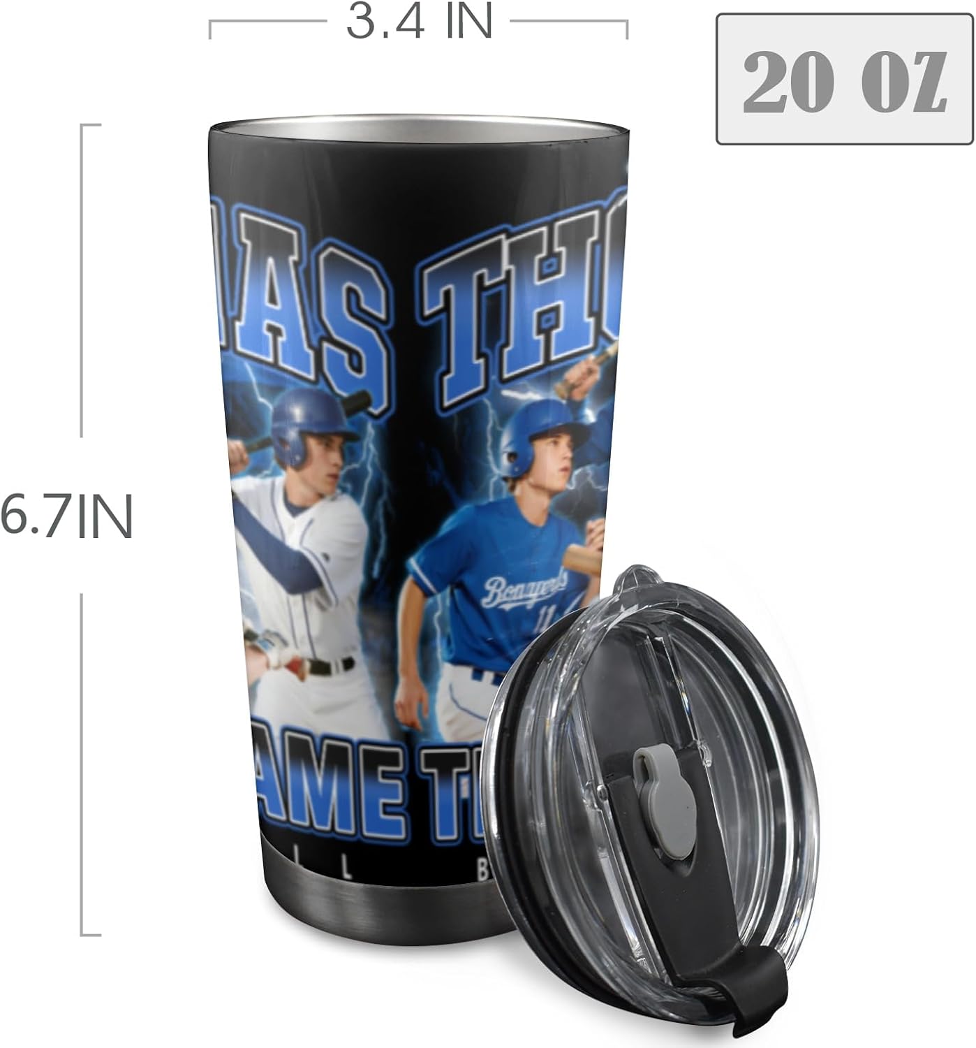 YESCUSTOM Personalized Tumbler With Photos For Baseball Lover Boyfriend Stainless Steel Travel Mug Insulated