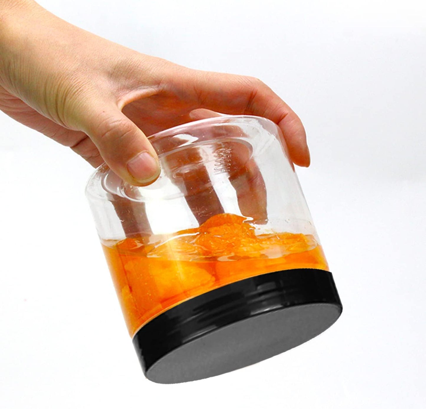 Lainrrew 8 Pcs 12oz Plastic Jars with Lids, Clear Plastic Slime Containers Plastic Round Storage Jars Container Wide Opening Storage Jars for Kitchen, Home, Crafts Storage