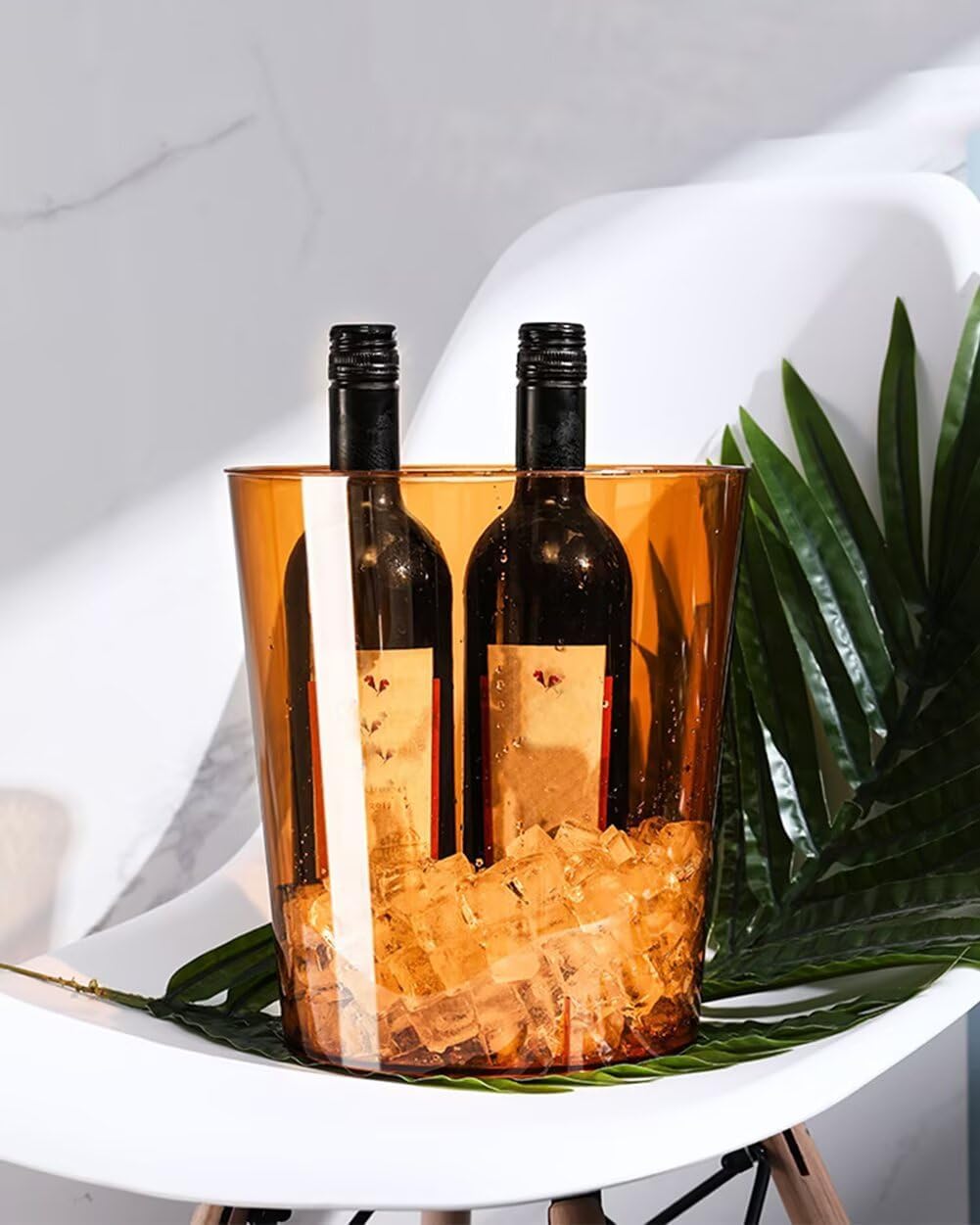 Bathroom Trash Can 8.7 x 7.1 x 9.8 Inch Small Trash Can Plastic Wastebasket Large Capacity Orange Round Garbage Can for Bathroom Bedroom Office Kitchen Dorm Room (L)