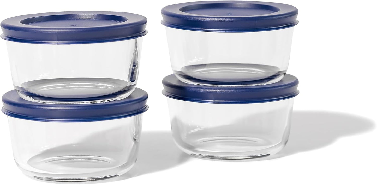 DURA LIVING 8-Piece Glass Food Storage Containers Set (4 Containers + 4 BPA-Free Lids) | 7-Ounce, Leakproof | Microwave, Freezer, Oven & Dishwasher Safe | Ideal for Meal Prep & Pantry Organization
