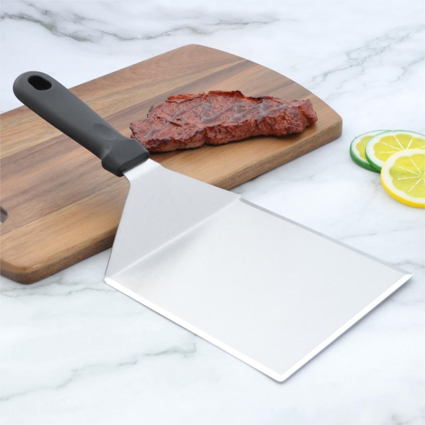 Generic Large Griddle Scoop and Wide Smash Burger Spatula. Stainless Steel Griddle Food Mover. BBQ Grill Food Shovel for Fried Food, Stir Fry, Hibachi Tools, Silver