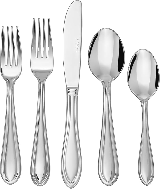 30 Pieces Silverware Set for 6,Stainless Steel Flatware Set,Heavy Duty and Modern Design Cutlery Set,18/0 Rust-Proof Utensils with Forks & Spoons,Mirror Polished Dishwasher Safe