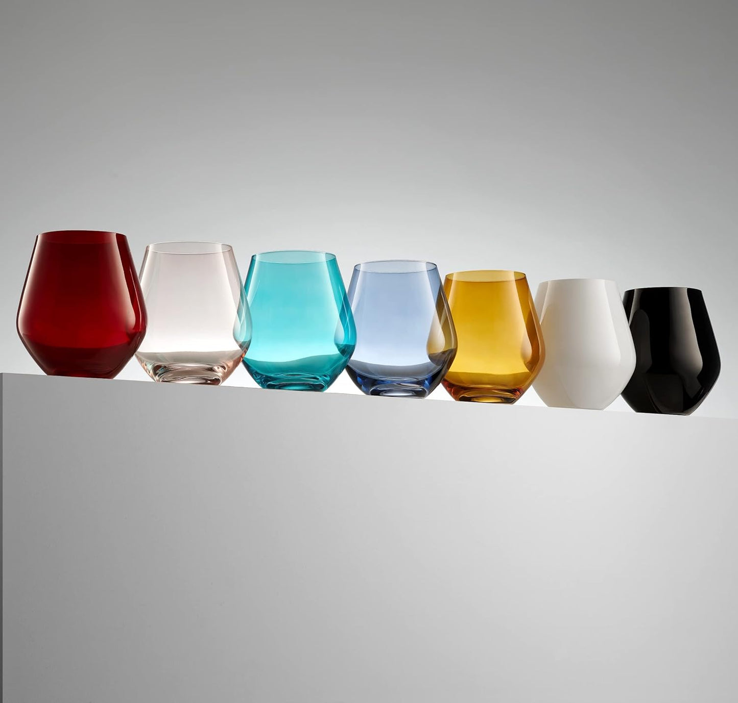 Godinger Wine Glasses, Stemless Wine Glasses, Red Wine Glasses, Drinking Glasses, Christmas Decor, Holiday Decor Stemless Wine Glass, Made in Europe - Red Glasses, 17oz, Set of 4