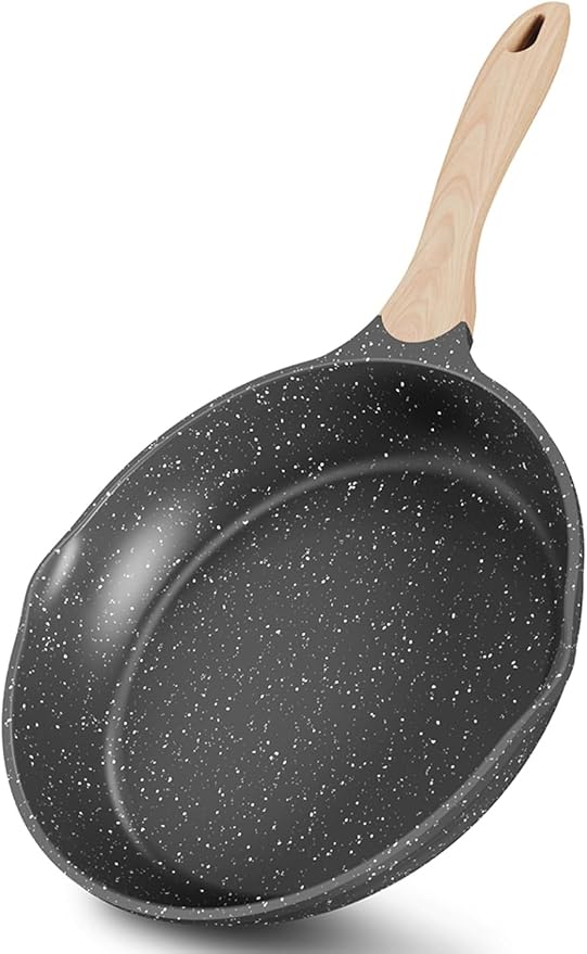 JEETEE Nonstick Frying Pans Set, Nonstick Omelette Skillet Set 3 Pcs, 8" 9.5" 11" Granite Non-Stick Frying pan with Bakelite Handle, Compatible with All Stovetops (Gas, Electric & Induction), Grey