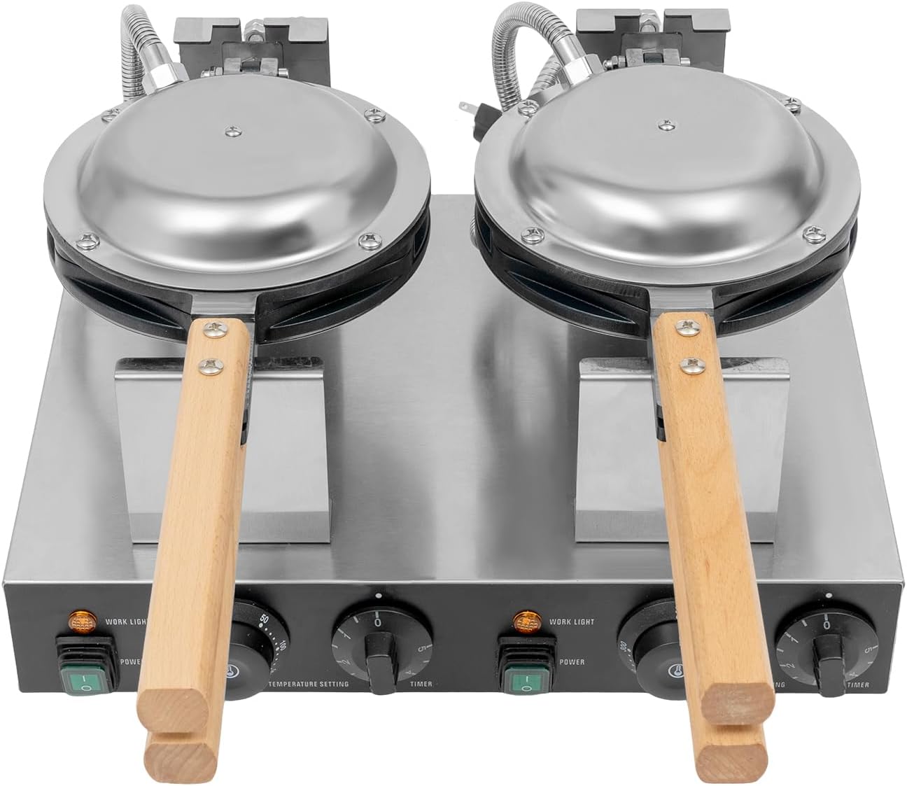 2830W Commercial Double Waffle Maker, Electric Waffle Maker Non-Stick Stainless Steel Belgian Waffle Iron w/Time & Temper Adjustable|180° Rotating, Large Waffle Machine for Restaurant Party Food Stall