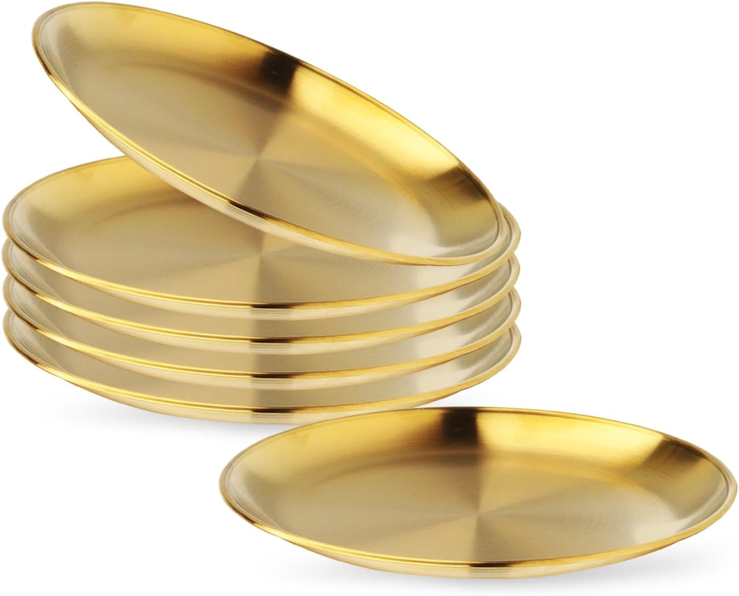 Stainless Steel Plates,6 Pack 304 Stainless Steel Dishes 304 Dinner Dishes,feeding Serving Camping Plates Serving Flat Plate for Kitchen, Outdoor Camping, & Restaurants,Dishwasher-Safe (7.9 Inches)