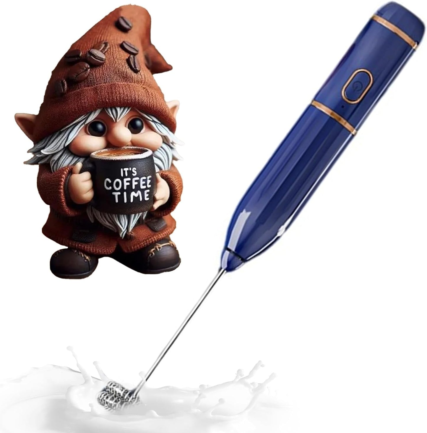 3-Speed USB Rechargeable Handheld Electric Milk Frother, Cordless Mini Whisk for Coffee, Egg Beater for Baking, Baby Food Blender with One-Touch Operation, Stable&No Splash