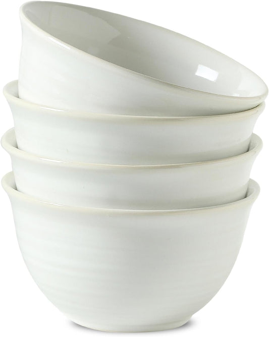 Hasense Soup Bowls, 40 Ounce Large Cereal Bowls for Kitchen, 7 Inch Ceramic Serving Dishes for Salad Pasta Oatmeal, Dishwasher and Microwave Safe, Clay-Infused White