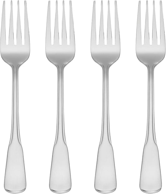 Oneida Silverware Set, Colonial Boston Everyday Flatware 4-Piece Salad Forks Set, Service For 4, 18/0 Stainless Steel, Mirror Finish, Dishwasher Safe, Home And Kitchen Utensils (Silver, 4 Piece)