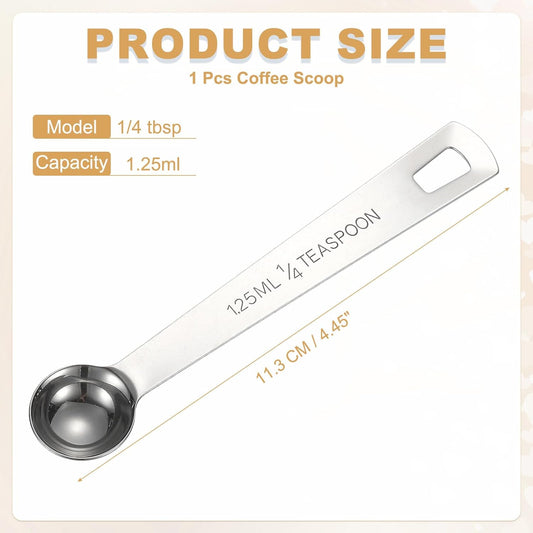 PATIKIL 1pcs 1.25ml Tablespoon Measuring Spoon, 1/4 Tbsp Measuring Spoon Stainless Steel Individual Measure Scooper Only for Ground Coffee Loose Tea Powder