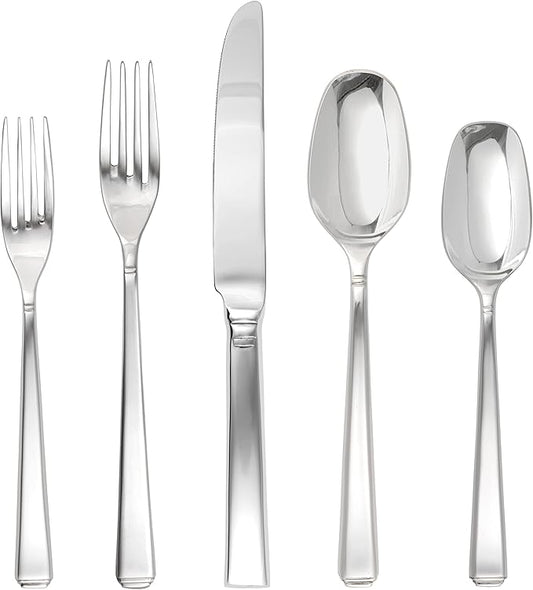 Fortessa Scalini 18/10 Stainless Steel Flatware, 5 Piece Place Setting, Service for 1