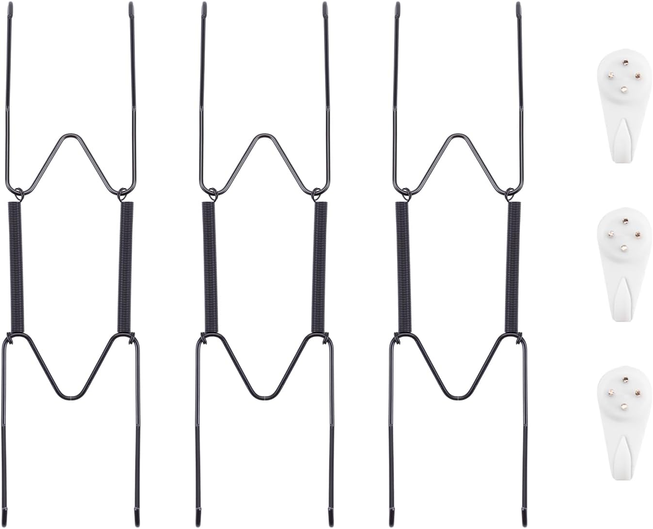 Bilillo 3 Pack Plate Hangers for The Wall, Suitable for 8''-10'' Decorative Plate,Invisible Heavy Duty Wire Plate Holder with Wall Hooks, Plate Hangers for Displaying Plates, Platter, Dish (Black)